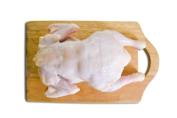 Pollo Crudo Tabla Cortar Aislado Sobre Blanco —  Fotos de Stock
