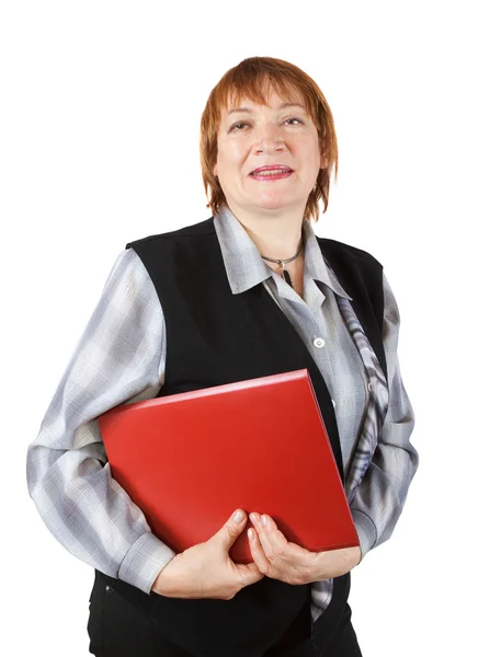 Senior Geschäftsfrau Mit Dokumenten Auf Weißem Hintergrund — Stockfoto