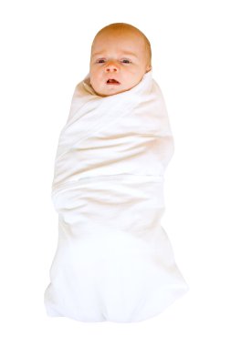 Baby in diaper over white clipart