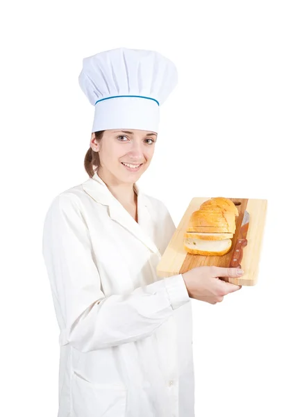 Cook with slice bread — Stock Photo, Image
