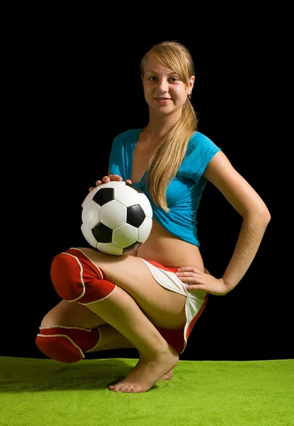 Sexy kobieta piłkarz — Zdjęcie stockowe