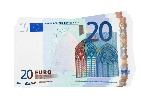 Двадцять банкноти євро — стокове фото