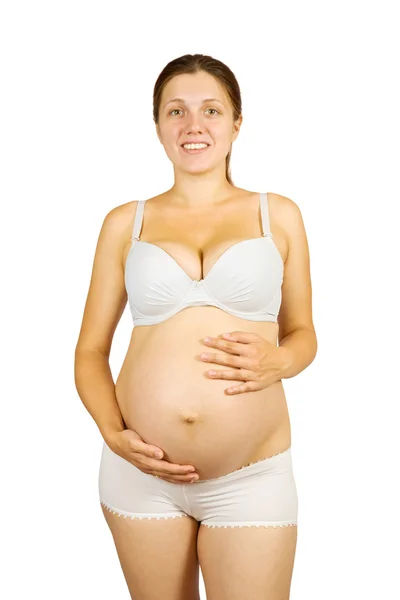 Menina grávida segurando sua barriga — Fotografia de Stock