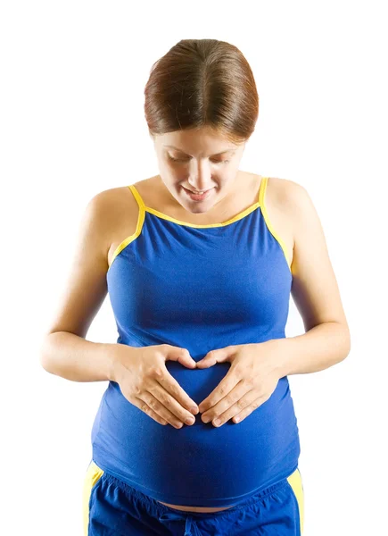 Έγκυος γυναίκα με καρδιά — Φωτογραφία Αρχείου