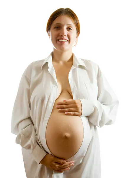 Retrato de 9 meses de mulher grávida — Fotografia de Stock