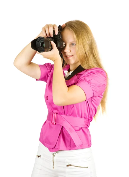 Jovem fotógrafa — Fotografia de Stock