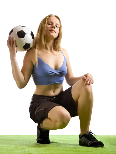 Futball játékos a labda — Stock Fotó