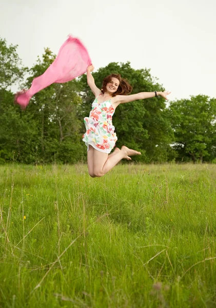 Jumping teen girl — Stock Photo, Image