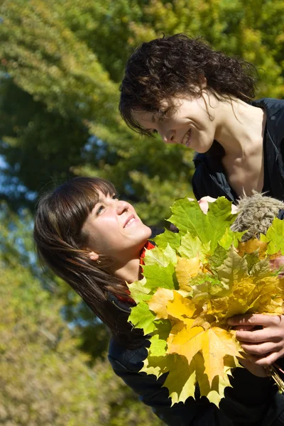 Girls in autumn park — Stock Photo, Image
