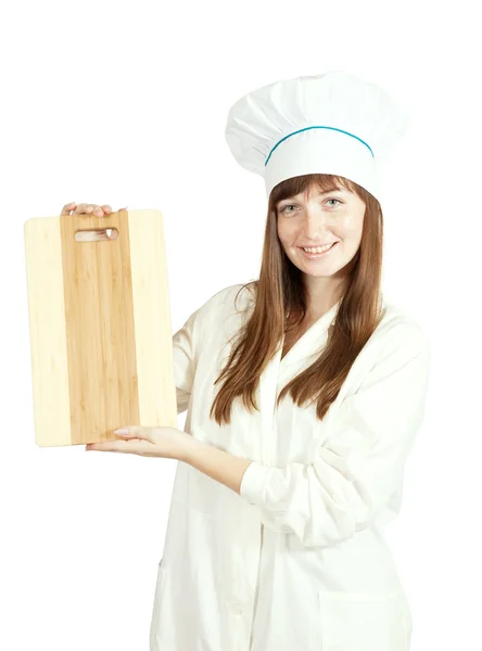 Cozinhe com placa de corte — Fotografia de Stock