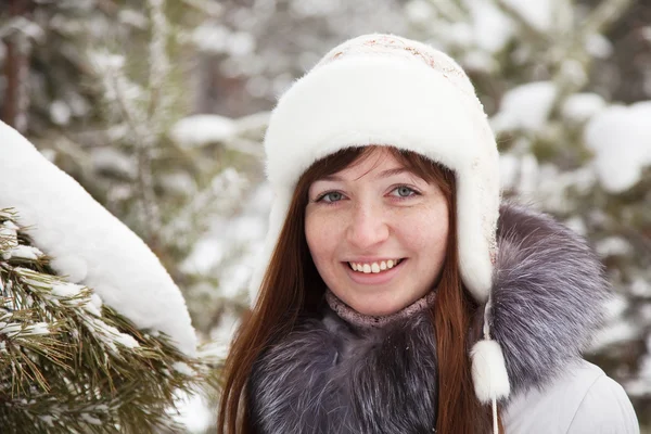 Portrait of woman in winter Stock Image