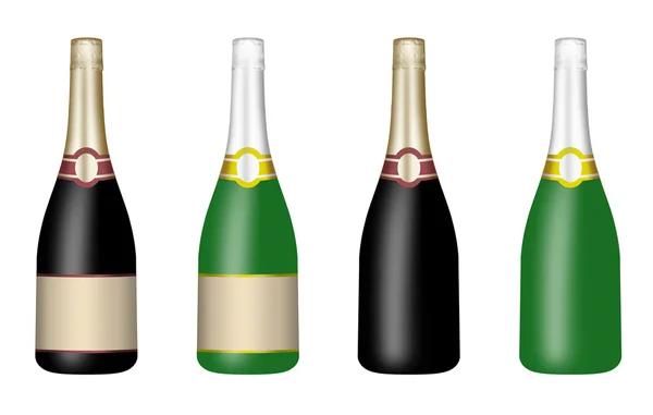 Set di bottiglie per vino e champagne — Foto Stock