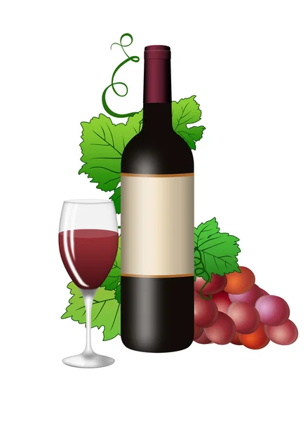 Butilka with wine glass and vine — Stock Photo, Image