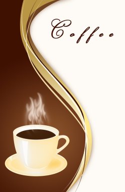 Mug of coffee on an abstract background clipart