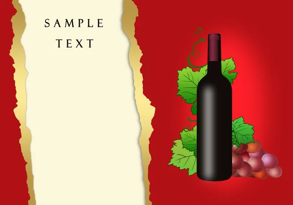 Виноград и бутылка вина на рваной ране — стоковое фото