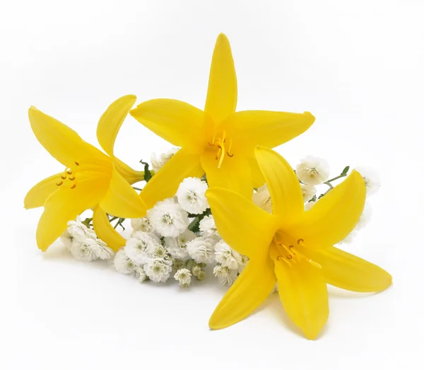 Bouquet from yellow lilies — Stock Photo, Image