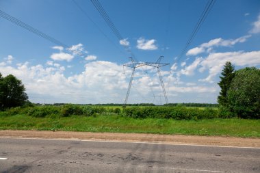 Power line through the road