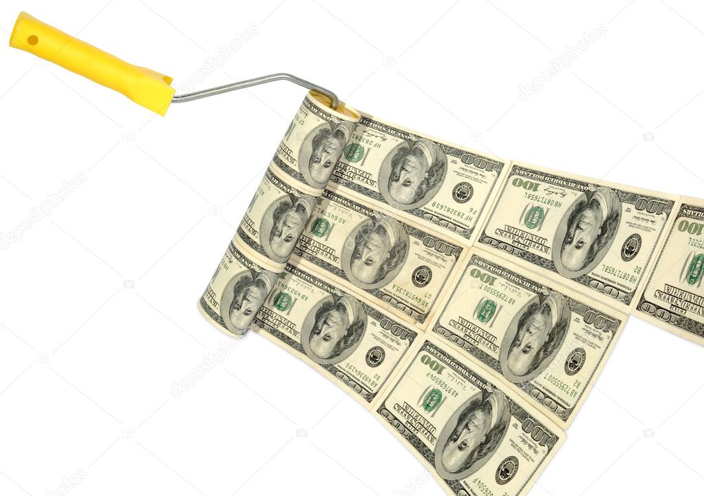 Roller brush with dollar paint — Stock Photo © Aptyp_koK 3388748