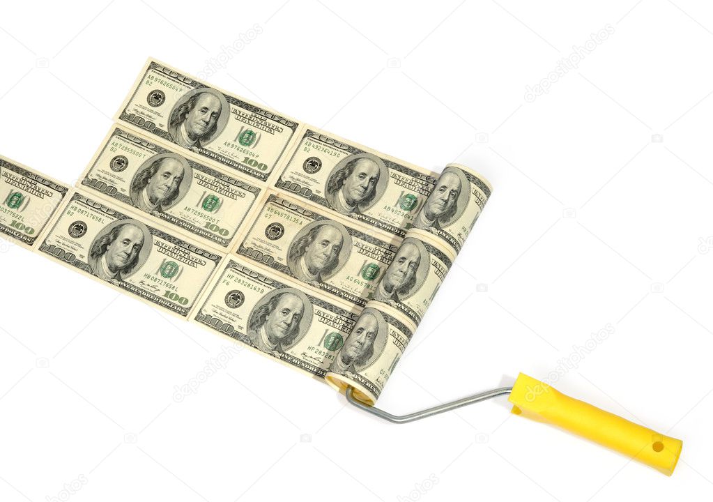 Roller brush with dollar paint — Stock Photo © Aptyp_koK 3559343