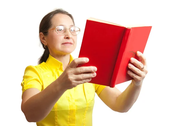 빨간 책과 여성 — 스톡 사진