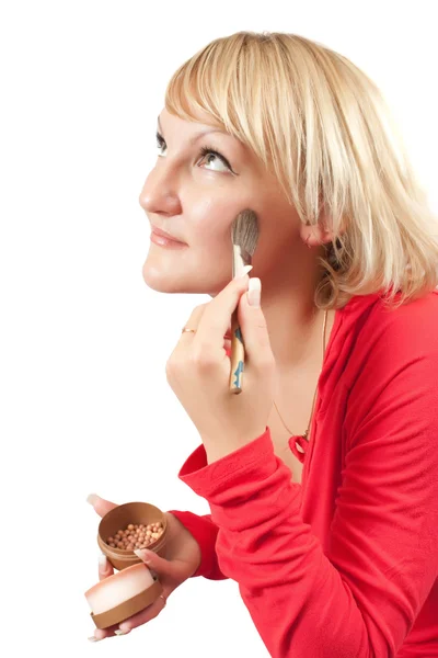 Woman putting make up — Stock Photo, Image