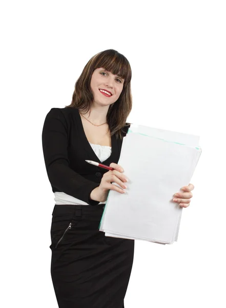 Businesswoman with documents — Stock Photo, Image