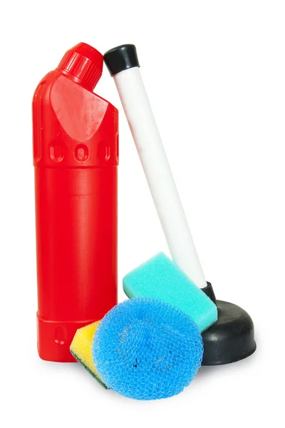 Cleaning tools isolated over white — Stock Photo, Image