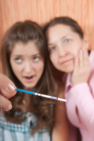 stock image Women with pregnancy test