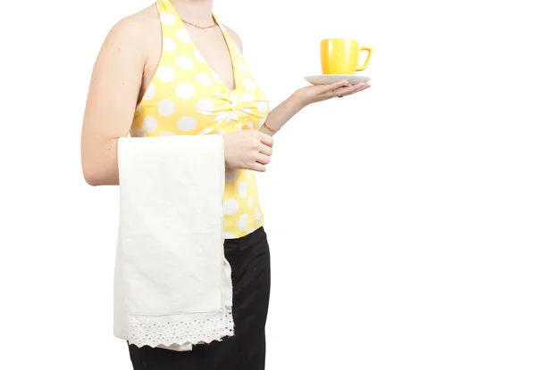 Бармен дівчина з чашкою кави. крупним планом Ліцензійні Стокові Фото
