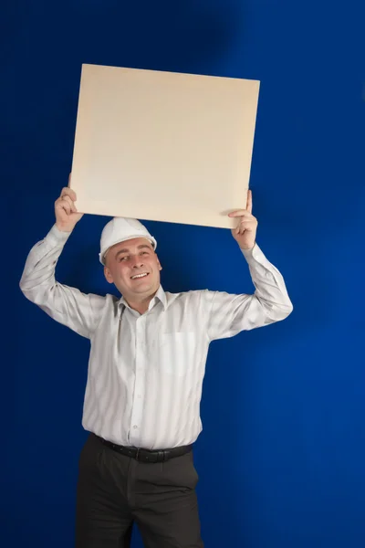 Foreman in white hard hat — Stock Photo, Image
