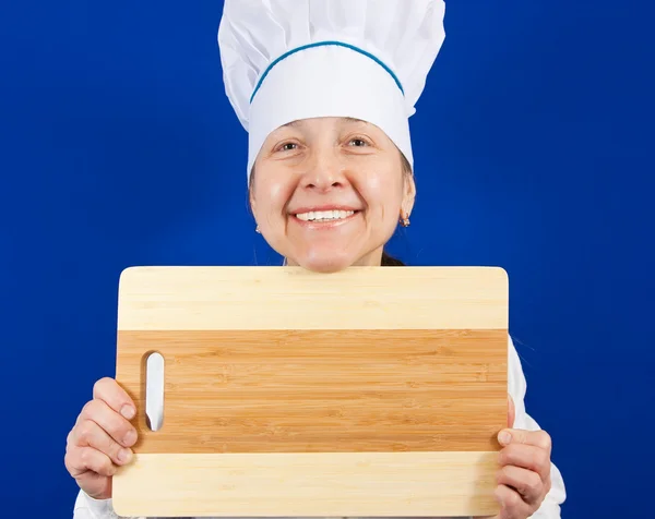 Woman with cutting board — Stock Photo, Image