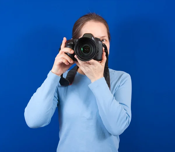 Happy female photographer — Stock Photo, Image