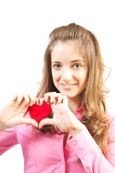 Casual tiener met speelgoed hart Stockafbeelding