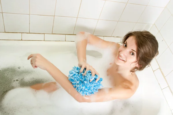 Chica en un baño Imagen De Stock