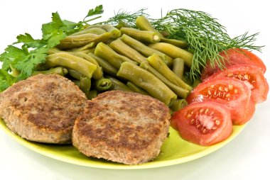 Meat rissoles and vegetables clipart