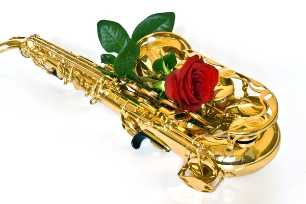 Sax and rose — Stock Photo, Image