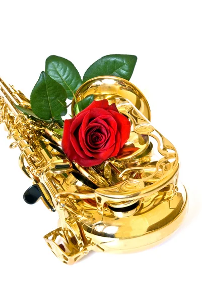 Sax and rose — Stock Photo, Image