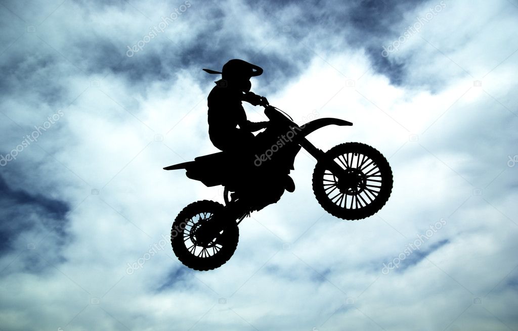 Moto racer in sky