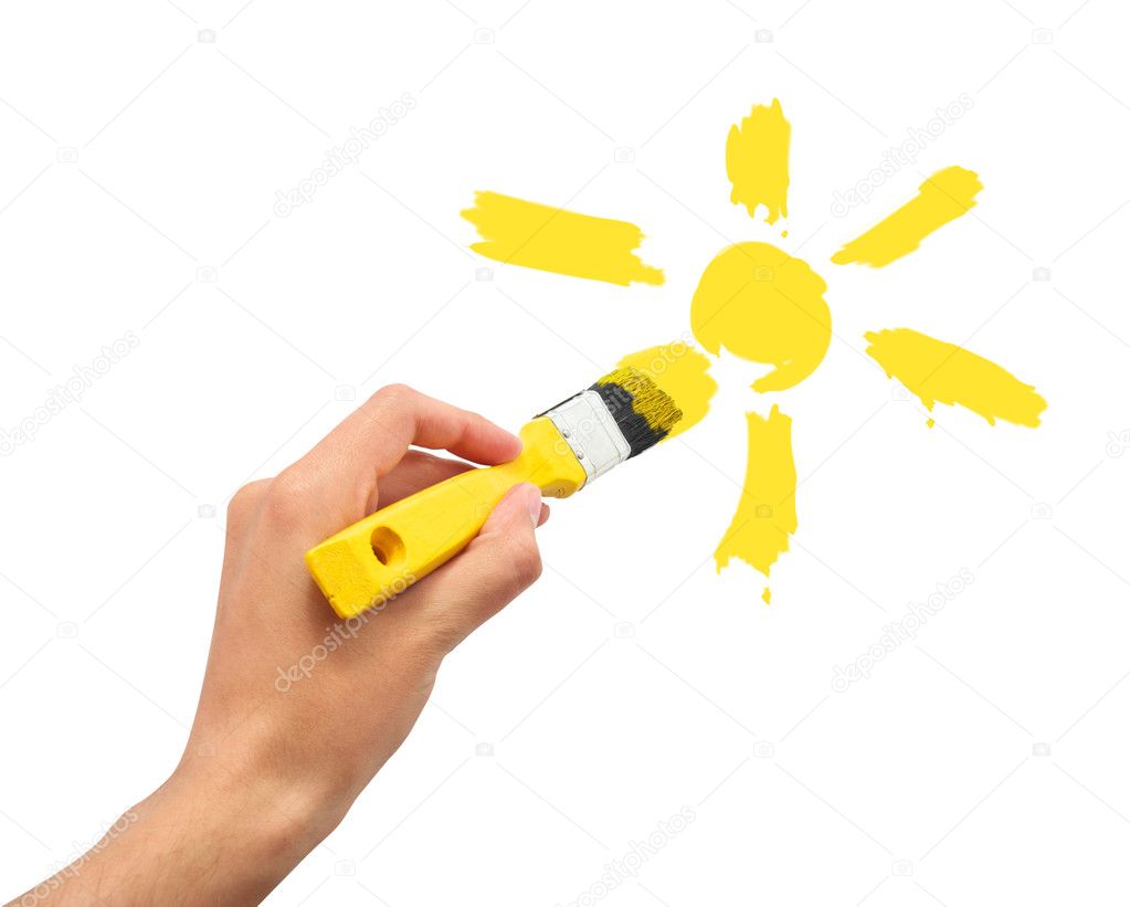 Hand draw the sun in sky