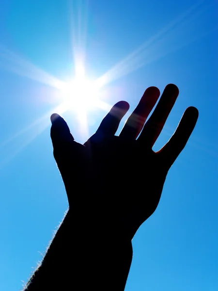 Słońce na dłoni — Zdjęcie stockowe