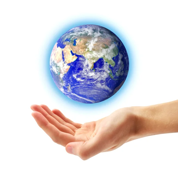 Planet Earth and human hand — Stock Photo, Image