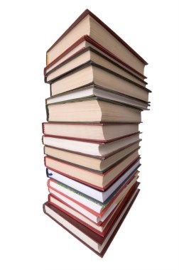 üzerinde beyaz izole kitap yığını