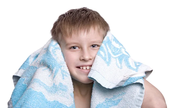 Cheerful kid after bath — Stock Photo, Image