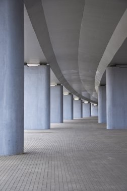 View under concrete road bridge clipart