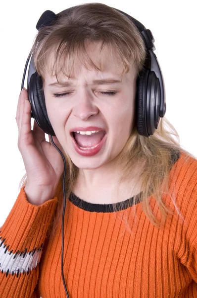 Kobieta inging, słuchanie muzyki — Zdjęcie stockowe