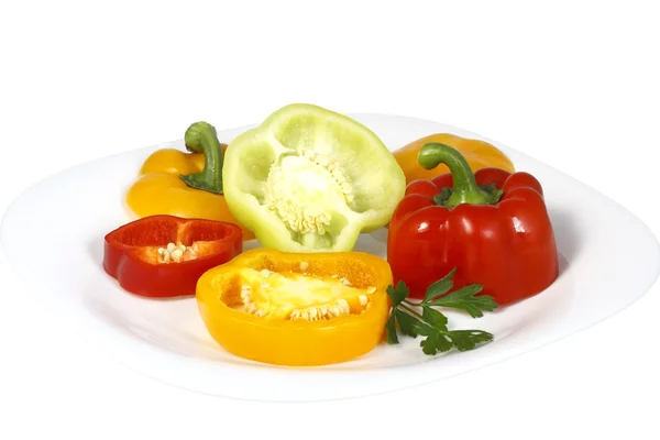 Sweet pepper slices on a plate — Stock Photo, Image