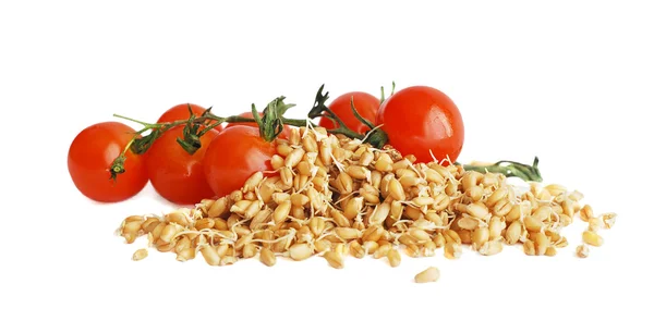 Pomidory i ziarna pszenicy — Zdjęcie stockowe