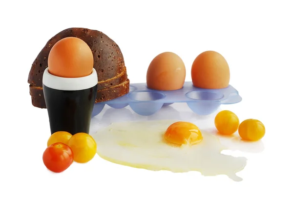 Eier und Brot — Stockfoto