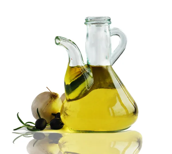 Оливковое масло и лук — стоковое фото