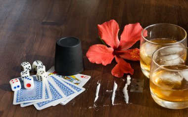 Whiskey,bones and Playing cards clipart